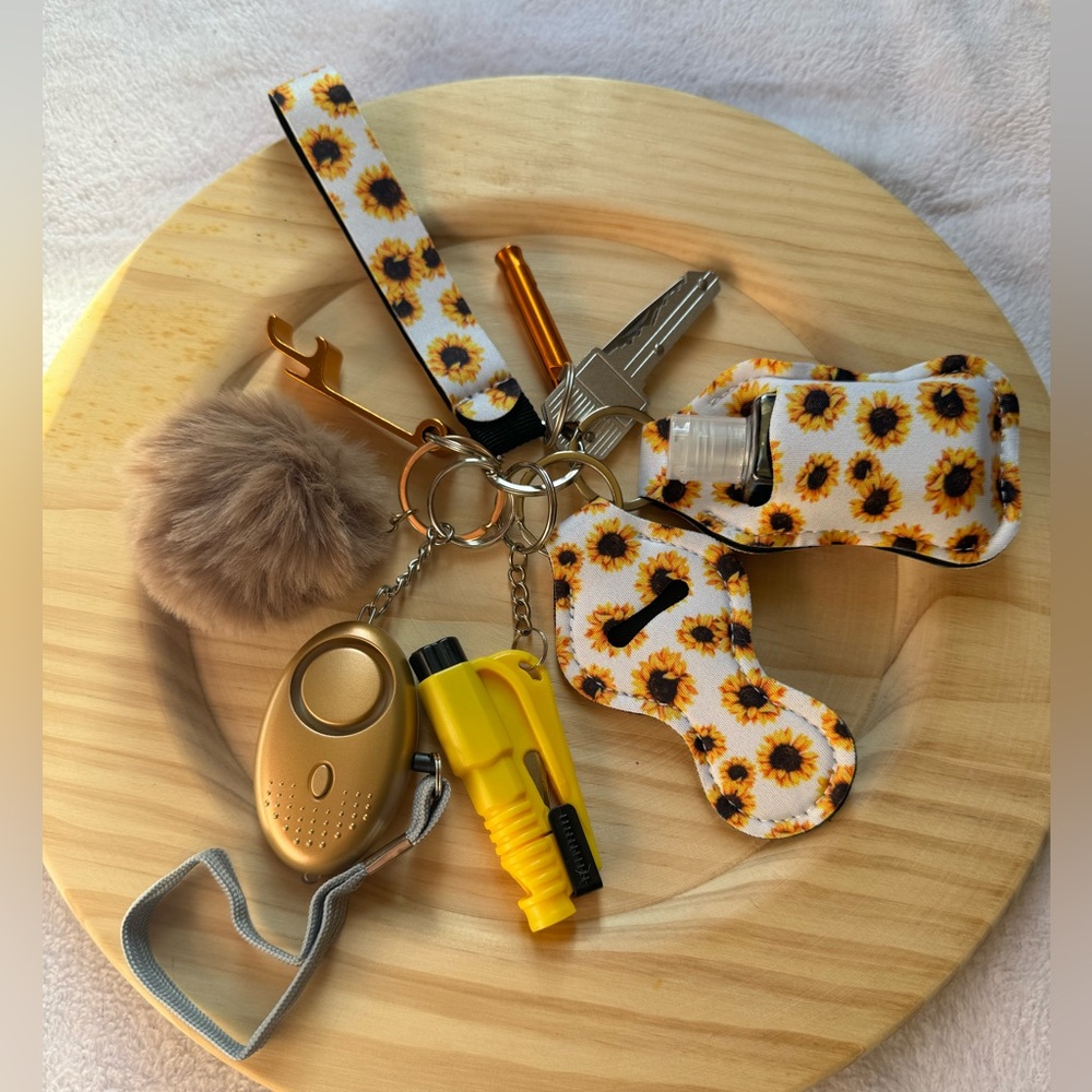 Sunflower with white safety Keychain